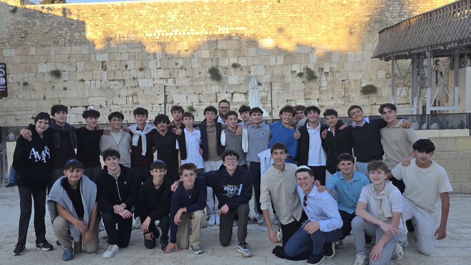 Alex and his classmates on their school trip to Israel, at the Western Wall in Jerusalem